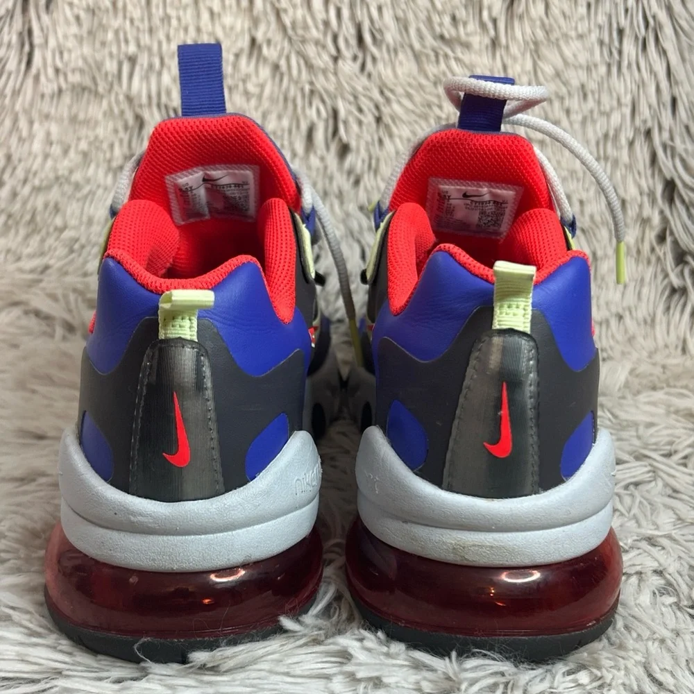Nike Air Max 270 React GS Grey Volt Youth 6.5 Women's 8 Colorful‎ Running Shoes